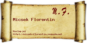 Micsek Florentin névjegykártya